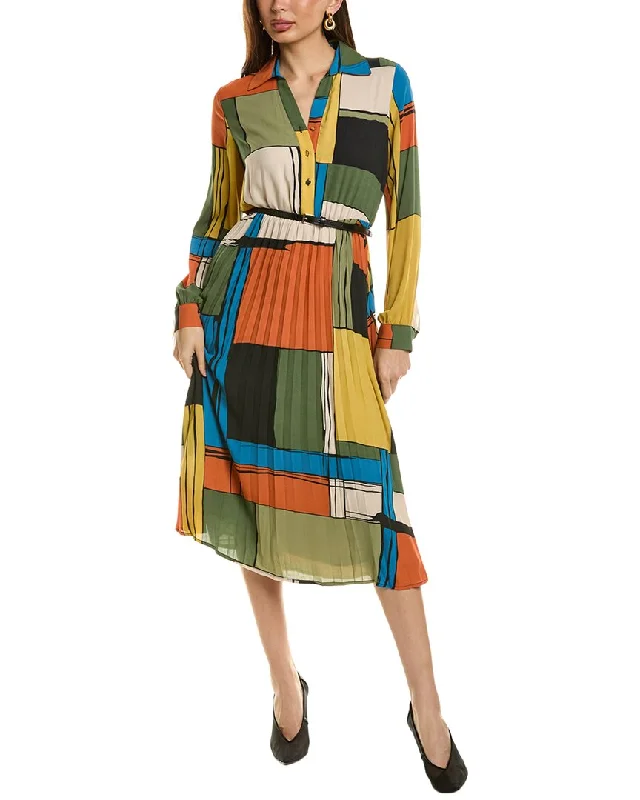 Super Sale T Tahari Pleated Skirt Midi Dress