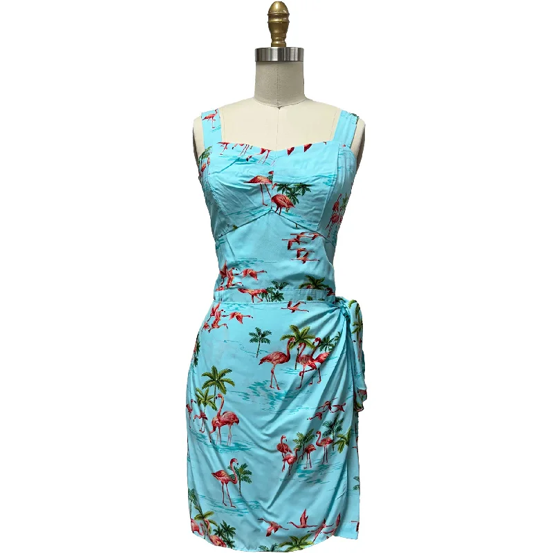 Members Only Fine Flamingos Lagoon Sarong Dress