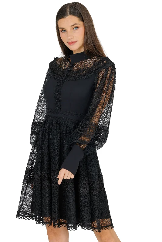 Markdowns Melvina Lace Mini Dress Long Sleeve