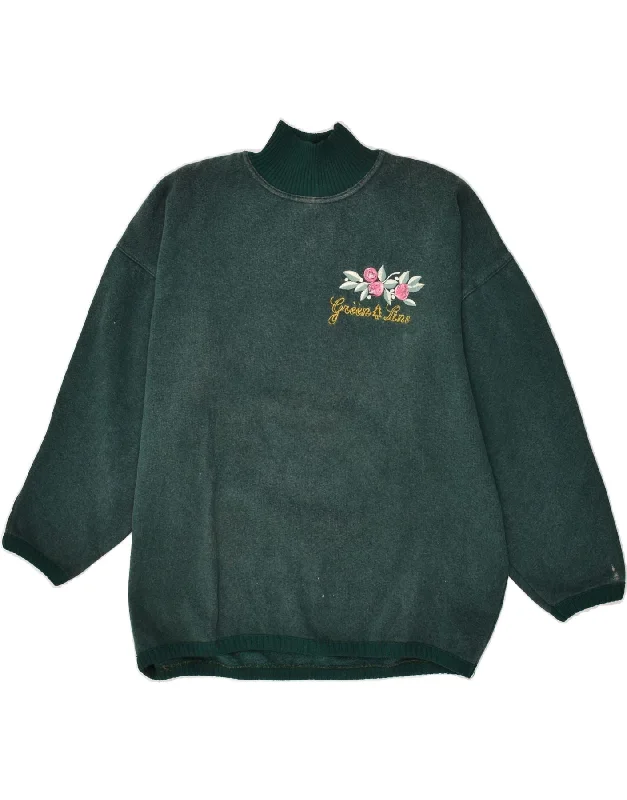 Great Bargains VINTAGE Womens Turtle Neck Jumper Sweater UK 14 Medium Green Cotton