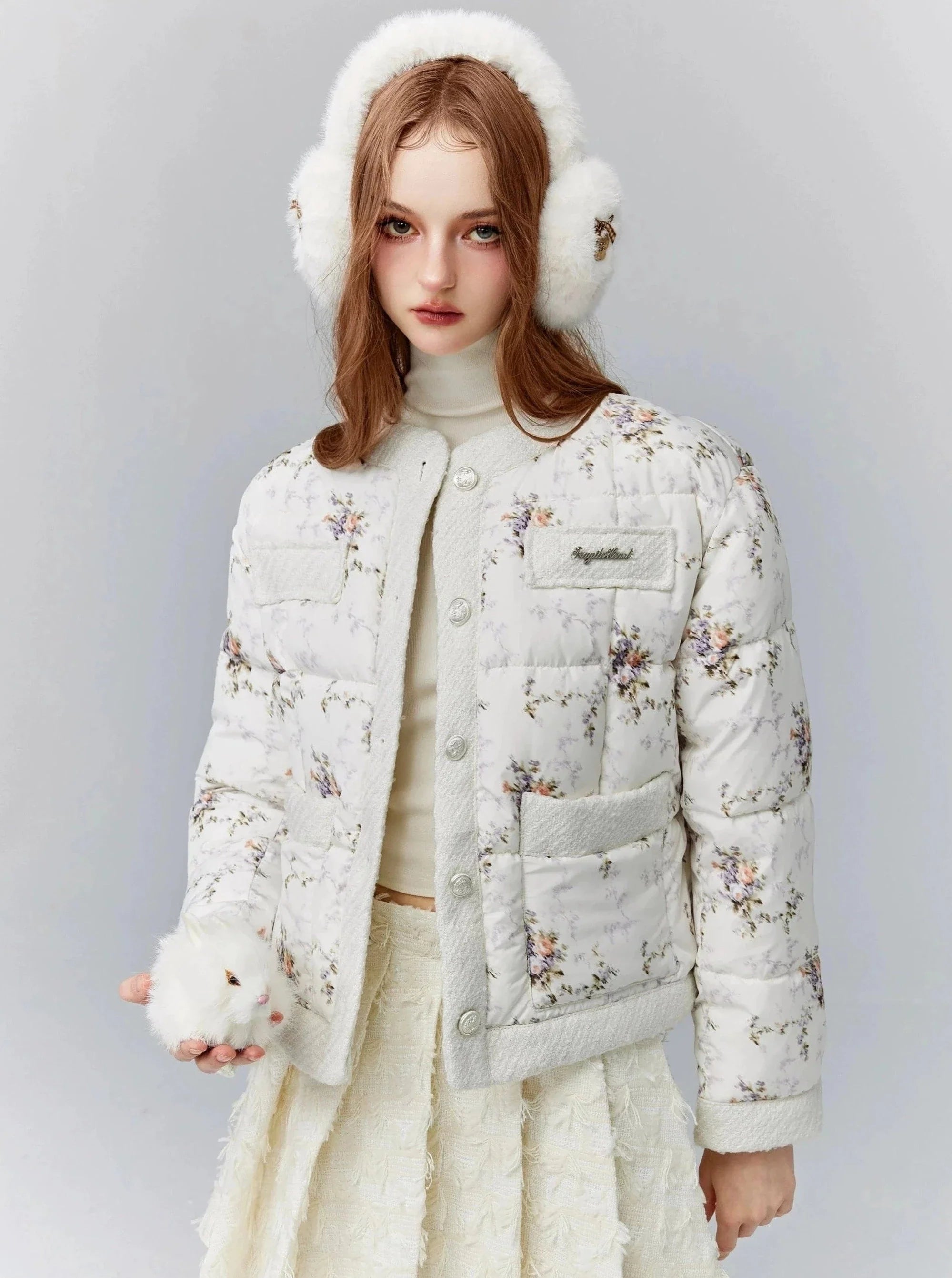 Deal Mania Floral Quilted Cropped Jacket