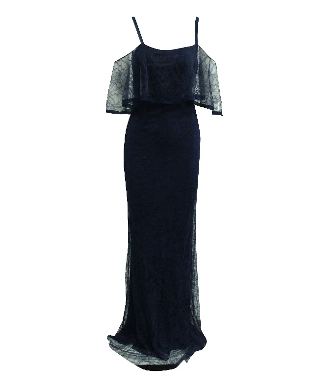 Buy More, Save More Jason Wu Lace Evening Gown in Navy Blue Polyamide