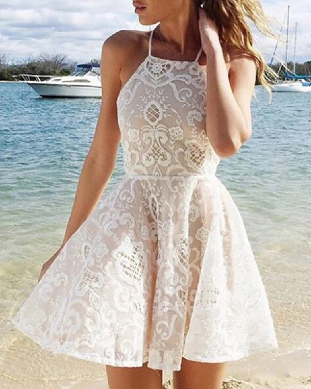 Crazy Deals Halter Ivory/Nude Short Homecoming Dress ,Semi Formal Short Cocktail Dress with Criss Back Crazy Deals Halter Ivory/Nude Short Homecoming Dress ,Semi Formal Short Cocktail Dress with Criss Back