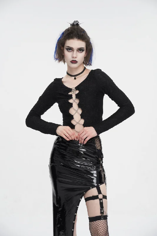 Today’s Deal Black Cutout Ruched Chain Women's Punk Jacket