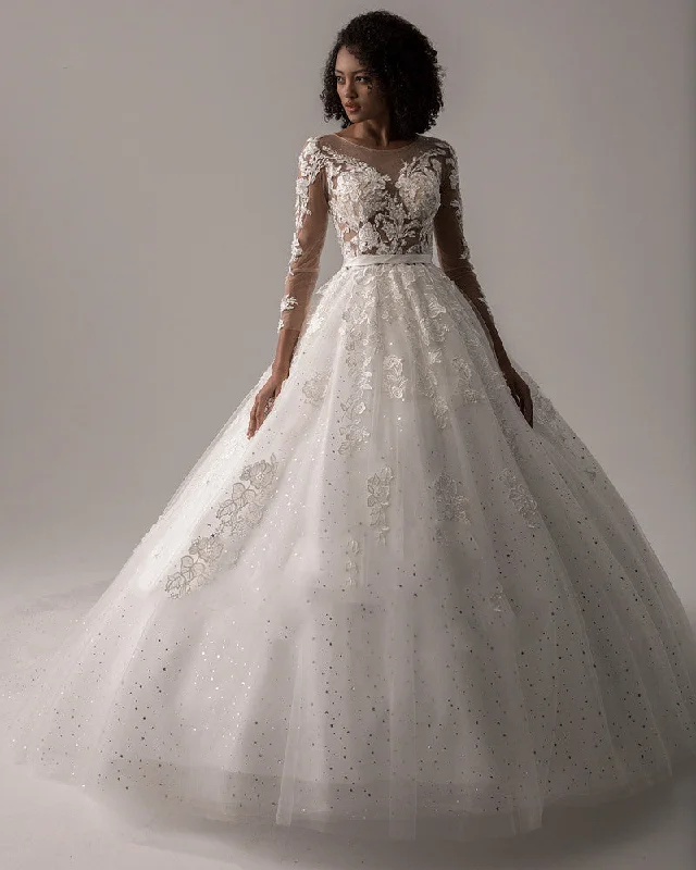 Reduced Prices Long Sleeves Vintage Court Train Bridal Wedding Dress for Women WD0825 Reduced Prices Long Sleeves Vintage Court Train Bridal Wedding Dress for Women WD0825