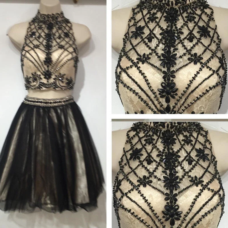 Epic Deals Siaoryne SP019 Short Black and Champagne High Neck Homecoming Dresses with Beading Graduation Dresses Epic Deals Siaoryne SP019 Short Black and Champagne High Neck Homecoming Dresses with Beading Graduation Dresses