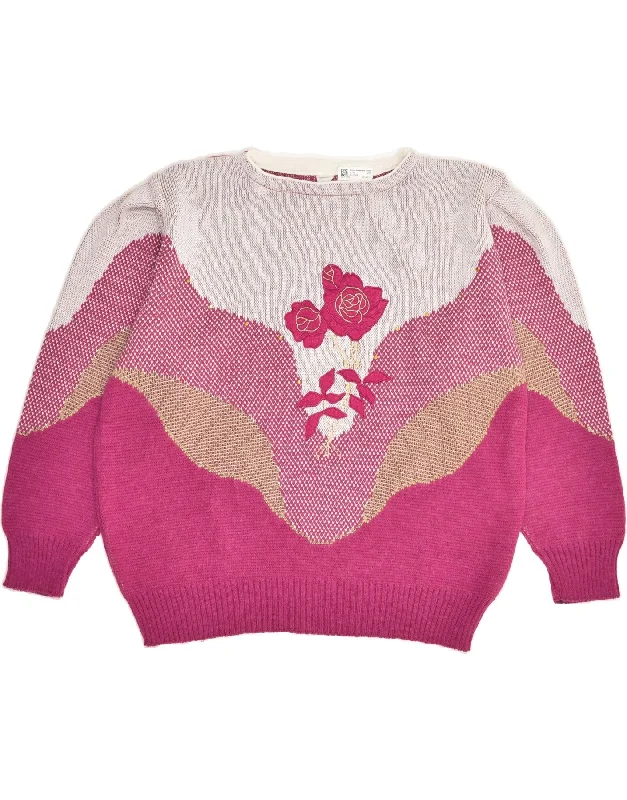 Unbeatable Prices VINTAGE Womens Crew Neck Jumper Sweater IT 52 2XL Pink Wool