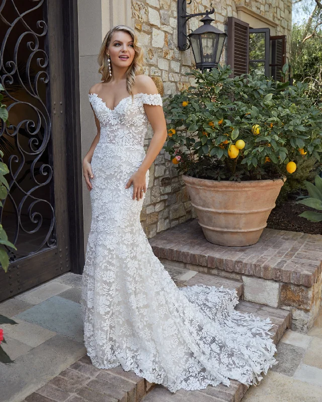 Don't Wait Casablanca Bridal 2446 Evelyn off the shoulder wedding dress Chantilly lace fit and flare Don't Wait Casablanca Bridal 2446 Evelyn off the shoulder wedding dress Chantilly lace fit and flare