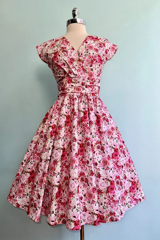 Limited Time Offer Pink Roses Greta Dress by Retrolicious