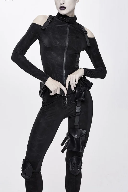 Shop and Save Black Hasp Knitted Collar Off-Shoulder Ribbon Irregular Floral Pattern Stretch Women's Punk Coat Shop and Save Black Hasp Knitted Collar Off-Shoulder Ribbon Irregular Floral Pattern Stretch Women's Punk Coat