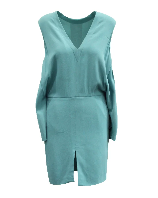 Bargain Prices Stella McCartney Open Back Midi Dress with Slit in Blue Rayon