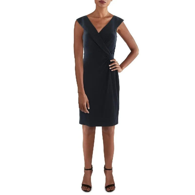 Weekend Deal Womens Knee-Length Surplice Sheath Dress