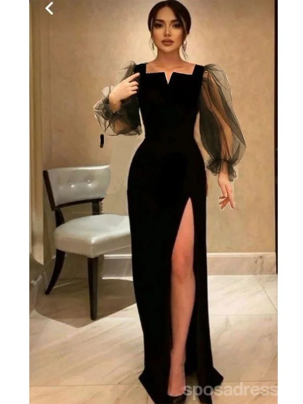 Buy Now Elegant Black Sheath Long Sleeves Side Slit Cheap Long Prom Dresses Online,12978 Buy Now Elegant Black Sheath Long Sleeves Side Slit Cheap Long Prom Dresses Online,12978