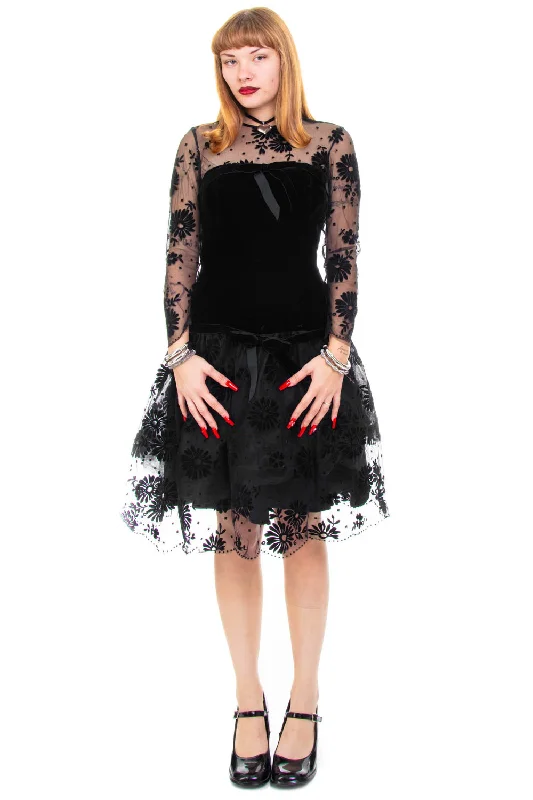 Big Discounts Vintage 80's Gothic Velvet Flower Dress - M