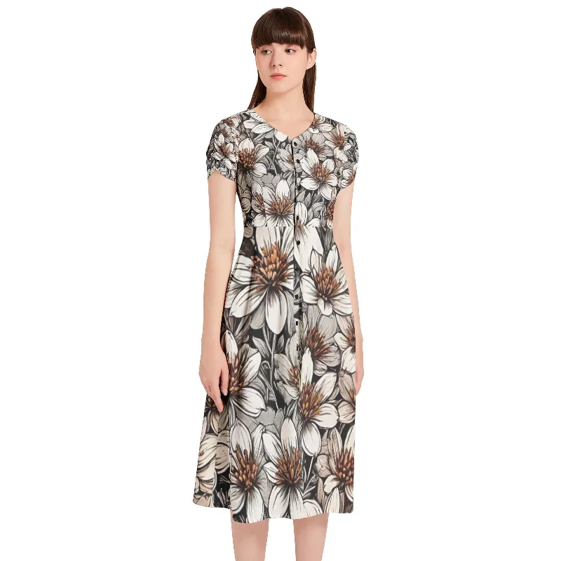 Discount Days Puff Sleeve Button Through Dress