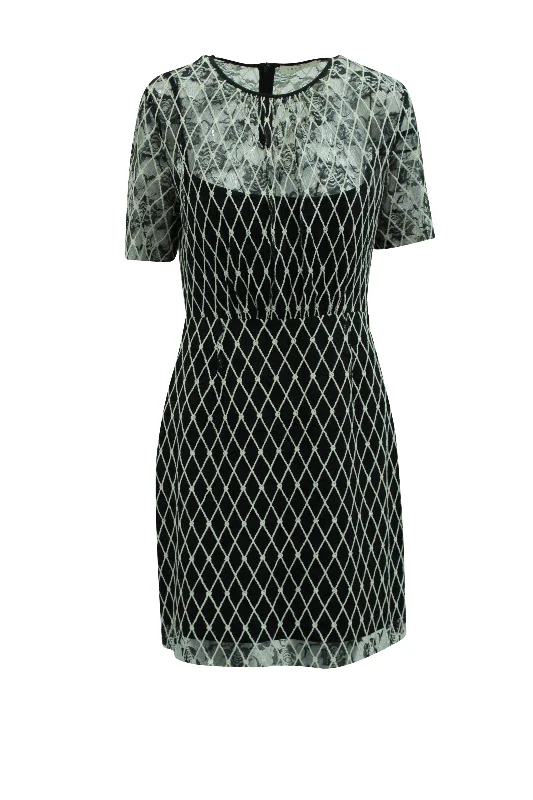 Best Seller Sandro Lace Mini Dress in Black Polyamide