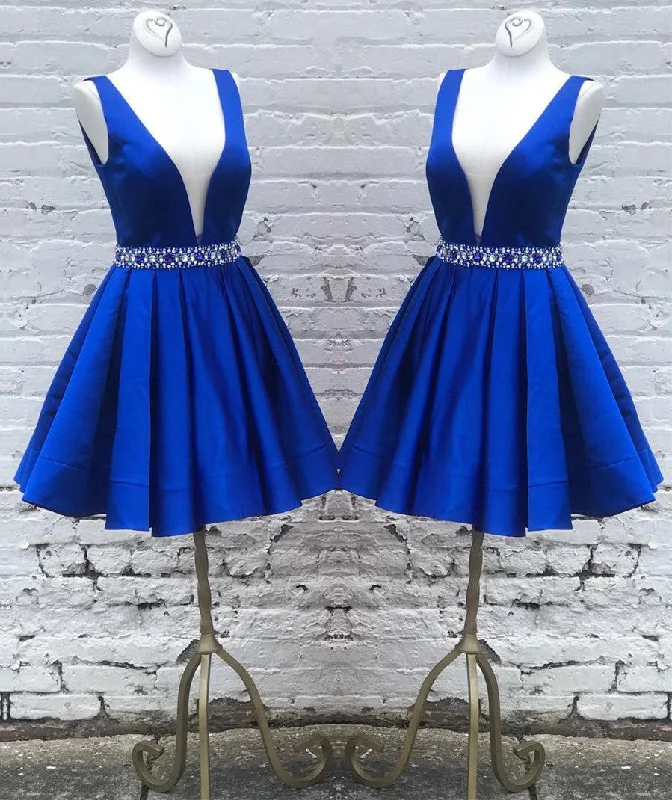 Huge Discounts Siaoryne LP014 Royal Blue Short satin Elegant Homecoming Dress Graduation cocktail Semi formal Gowns Deep V Neck Huge Discounts Siaoryne LP014 Royal Blue Short satin Elegant Homecoming Dress Graduation cocktail Semi formal Gowns Deep V Neck