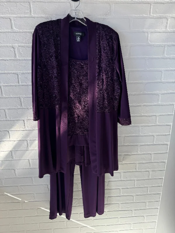 Special Price Pants Suit 2pc By R And M Richards In Purple, Size: Xl