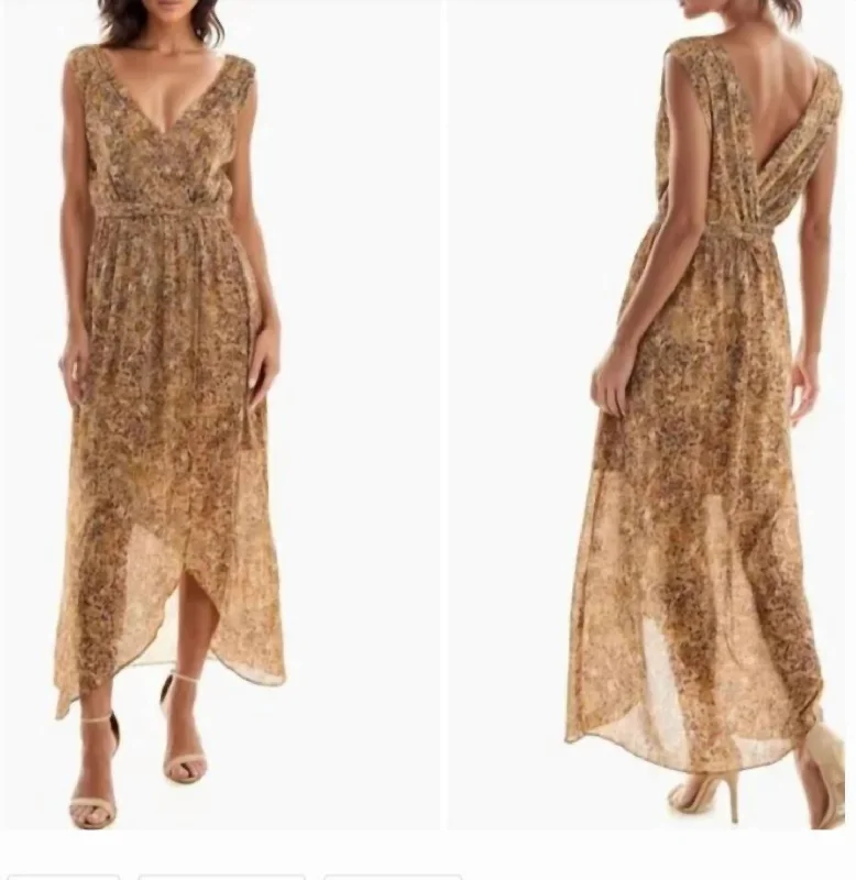 Reduced Prices High Low Maxi Dress In Neutral Patterned
