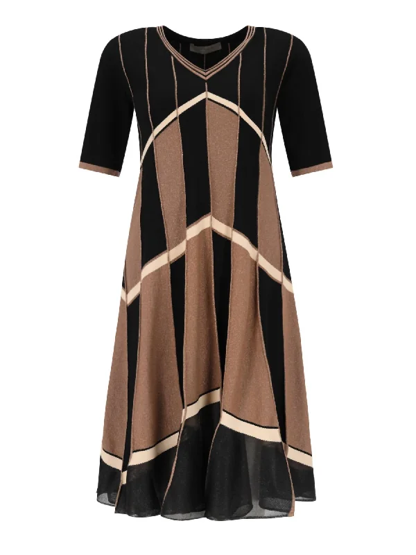 Bargain Prices Short Sleeve V-Neck Fit And Flare Dress In Linen