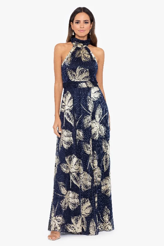 Buy More, Save More "Dana" Long Mock Neck Foil Wrap Dress