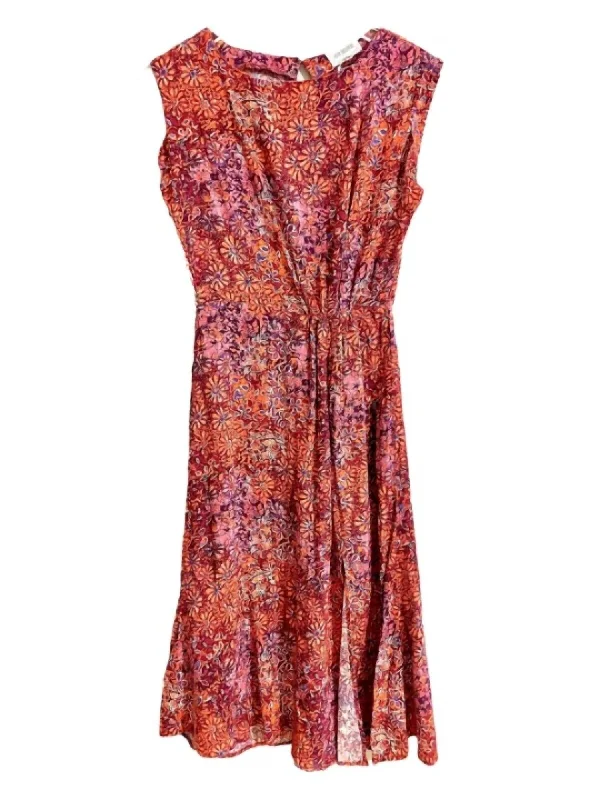 Midnight Sale Women's Floral Rayon High Slit Sun Dress In Red