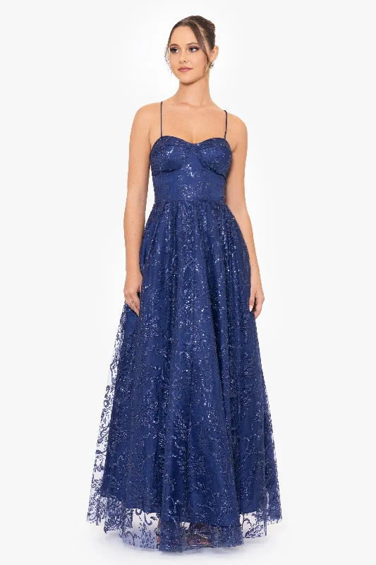 Midnight Madness "Brandi" Long Glitter Cross Back Ballgown