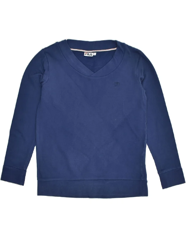 Special Savings FILA Womens Sweatshirt Jumper UK 14 Large Navy Blue Cotton