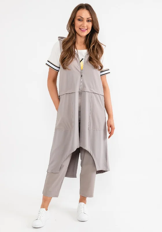 Loyalty Reward Naya Contrast Panel Long Gilet, Putty