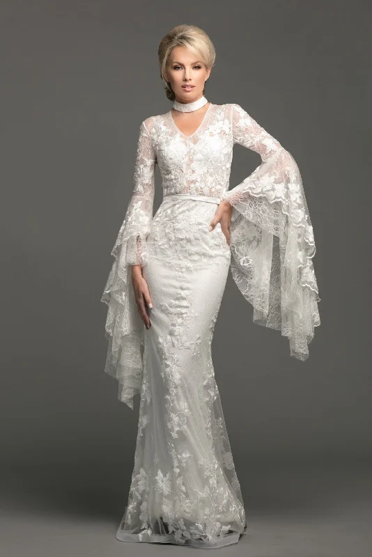 Take Advantage Johnathan Kayne Bridal B110 Size 12 Lace Long Bell Sleeve Wedding Dress Fitted sheer Take Advantage Johnathan Kayne Bridal B110 Size 12 Lace Long Bell Sleeve Wedding Dress Fitted sheer