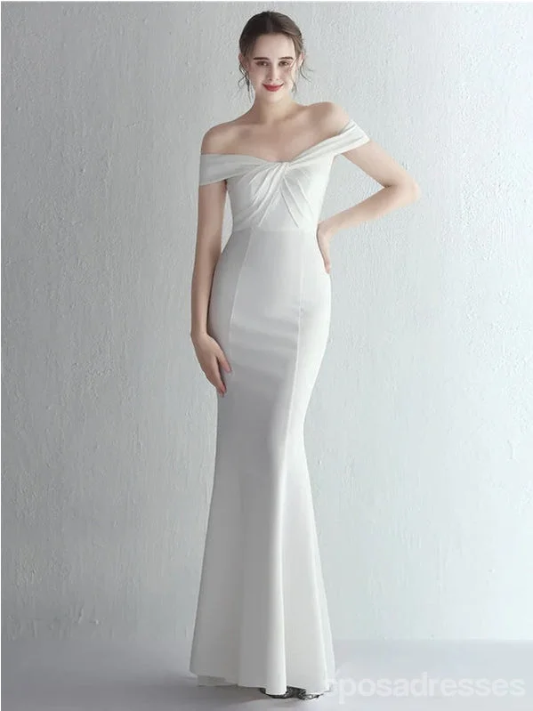 Daily Deals Simple White Mermaid Off Shoulder Long Prom Dresses Online,13024