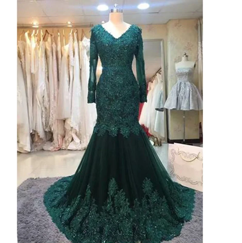 Instant Savings Dark Green Lace Embellishment Mermaid Evening Gown Mother of the Bride Dresses Women Formal Dress 2020 Instant Savings Dark Green Lace Embellishment Mermaid Evening Gown Mother of the Bride Dresses Women Formal Dress 2020