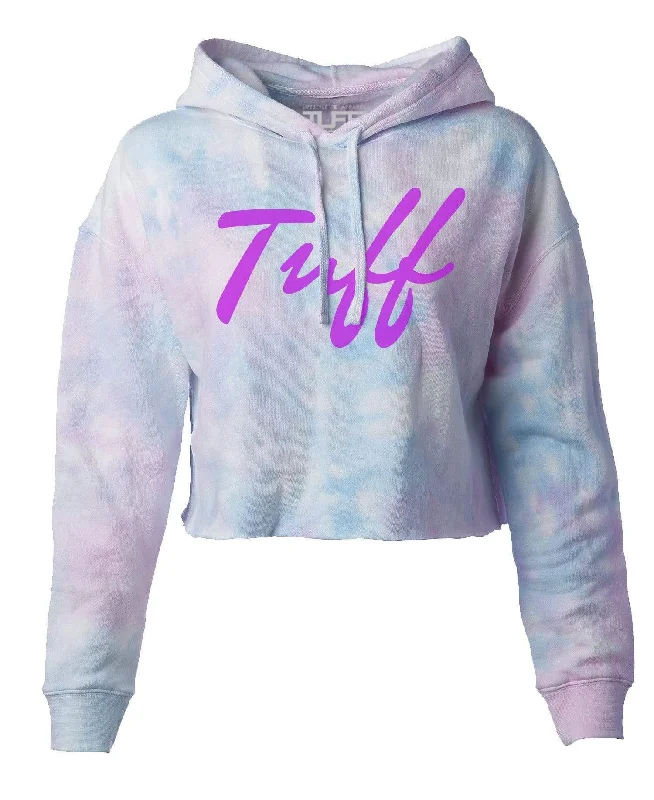 Year-End Sale TUFF Thin Script Tie-Dye Hooded Cropped Fleece