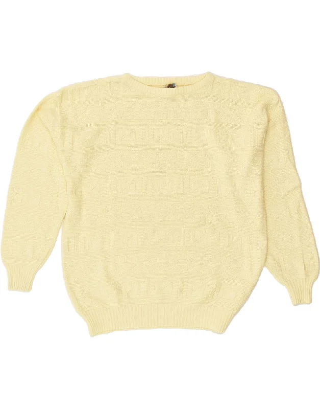Year-End Clearance VINTAGE Womens Boat Neck Jumper Sweater UK 18 XL Beige Cotton