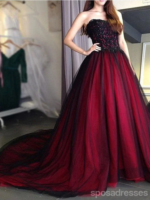 Markdowns Burgundy A-line Sweetheart Cheap Long Prom Dresses Online,12955