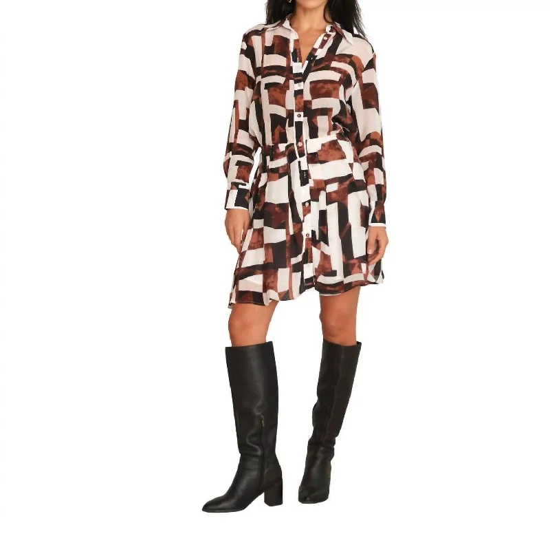 Special Discount Melanie Mini Dress In Brown Geo