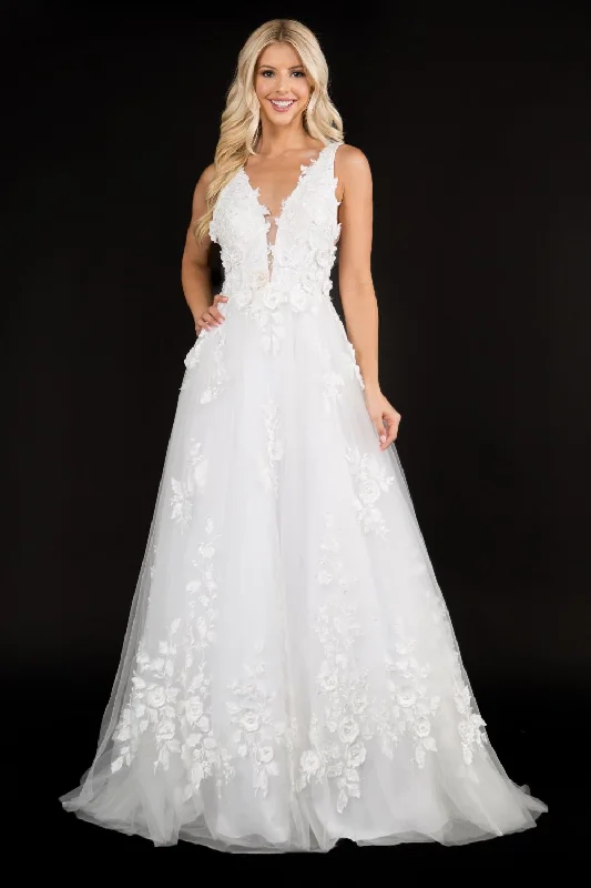 Deal Dash Nina Canacci 1495 size 12 Ivory Floral Embellished Wedding Dress A Line Applique Deal Dash Nina Canacci 1495 size 12 Ivory Floral Embellished Wedding Dress A Line Applique