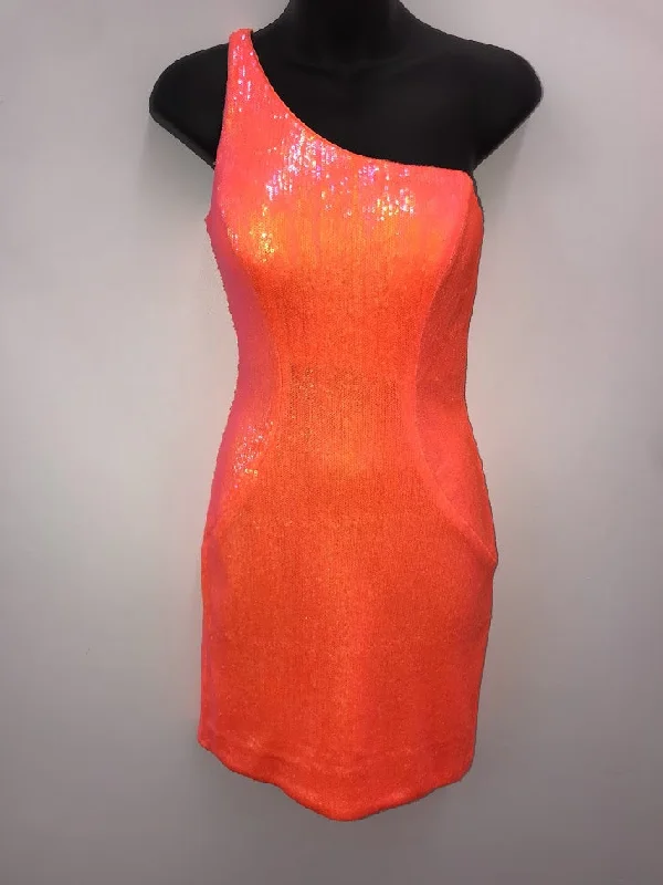 Reduced Prices Jovani 22528 Size 2 Iri Orange Short Fitted One Shoulder Sequin Homecoming Dress Formal Cocktail Gown Reduced Prices Jovani 22528 Size 2 Iri Orange Short Fitted One Shoulder Sequin Homecoming Dress Formal Cocktail Gown