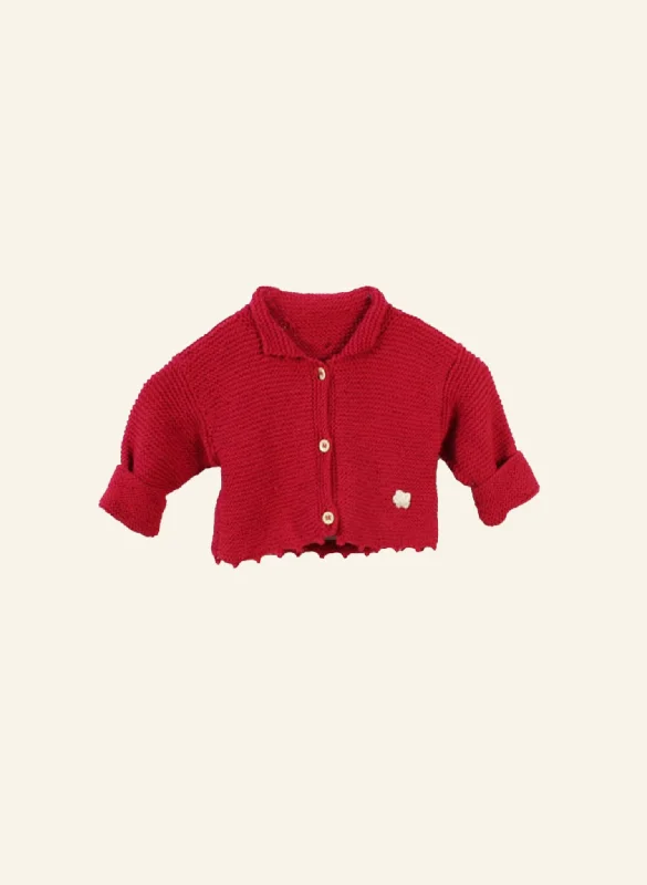 Exclusive Online Offer Scalloped Cardigan - Red