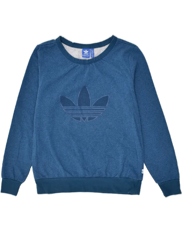 While Supplies Last ADIDAS Womens Graphic Sweatshirt Jumper UK 14 Large  Blue Cotton