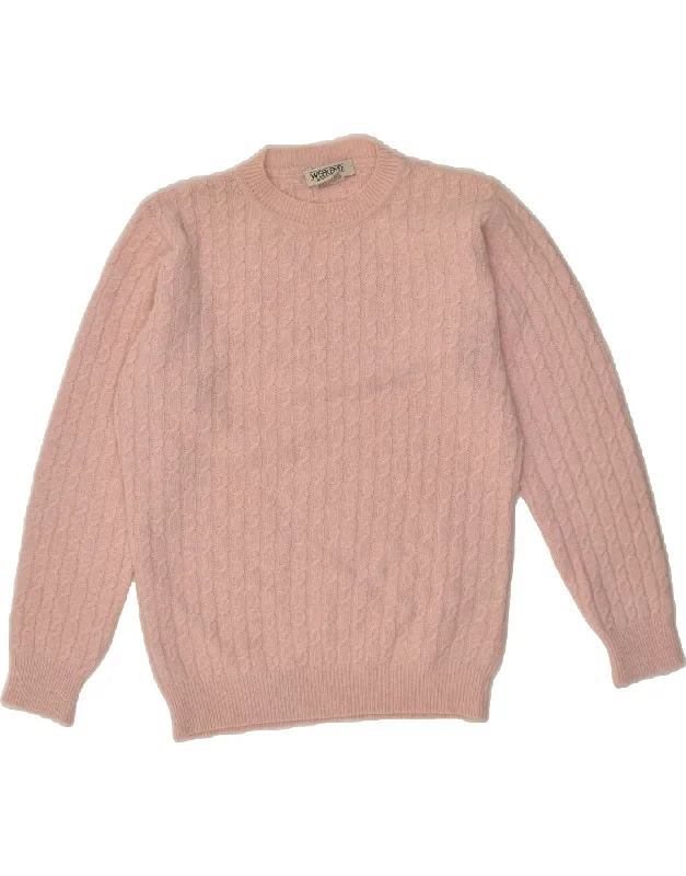 Hurry In WEEKEND Womens Crew Neck Jumper Sweater UK 10 Small Pink Wool