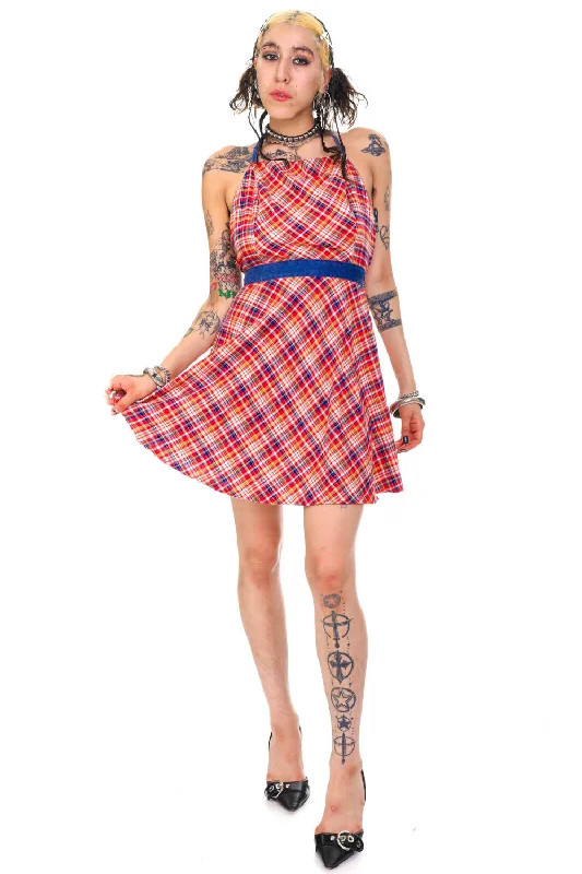 Big Discounts Vintage 70's Sweet Plaid Halter Wrap Dress - M