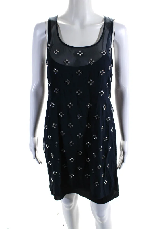 The Best Prices Diane Von Furstenberg  Womens Silk Crystal Studded Abrielle Dress Blue