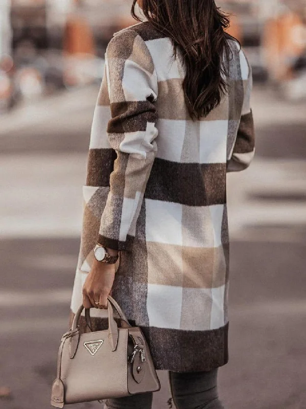 Inventory Reduction Trendy Checkered Wool-Blend Jacket