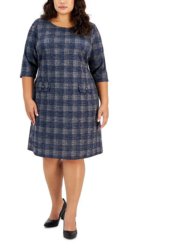 Buy More, Save More Plus Womens Round Neck Midi Shift Dress