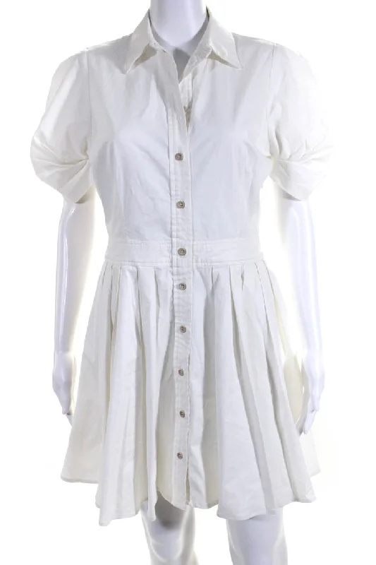 Huge Savings Alexis Womens Short Sleeves Button Down A Line Dress White