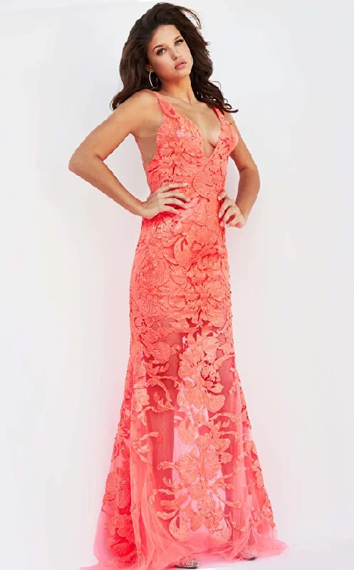 Hurry In Jovani 60283 Size 10 Turquoise Long Floral Sheer Sequin Formal Evening Prom Dress V Neck Gown Hurry In Jovani 60283 Size 10 Turquoise Long Floral Sheer Sequin Formal Evening Prom Dress V Neck Gown
