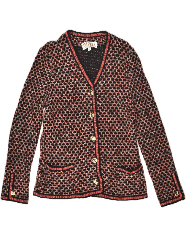 Price Fest VINTAGE Womens Cardigan Sweater UK 12 Medium Black Spotted