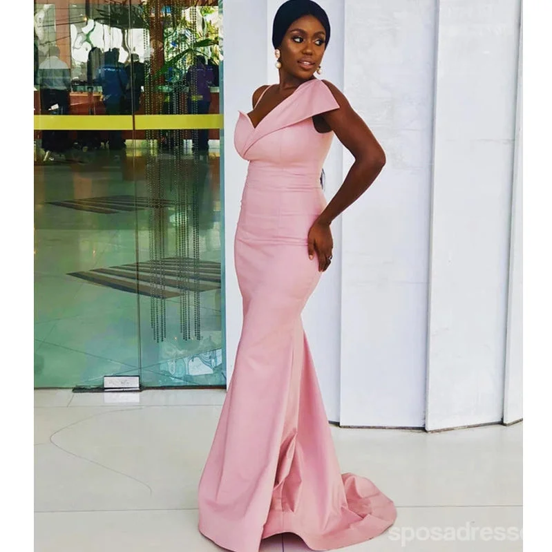 The Best Prices Newest Pink Mermaid V-neck Cheap Long Bridesmaid Dresses,WG1640