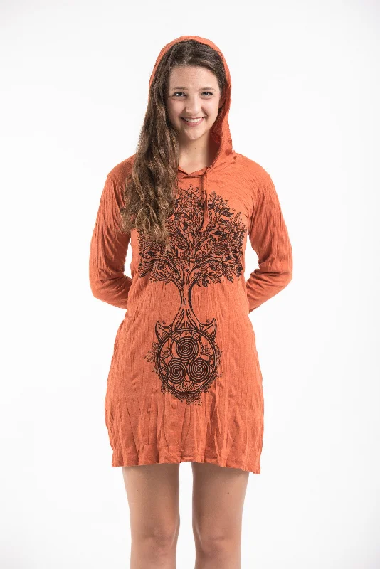 Buy Now Sure Design Women's Celtic Tree Hoodie Dress Orange